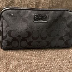 Black Coach makeup bag, EUC, Red Interior 