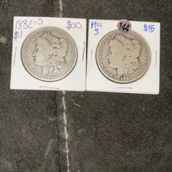 2 Morgan Silver Dollars San Francisco Mint