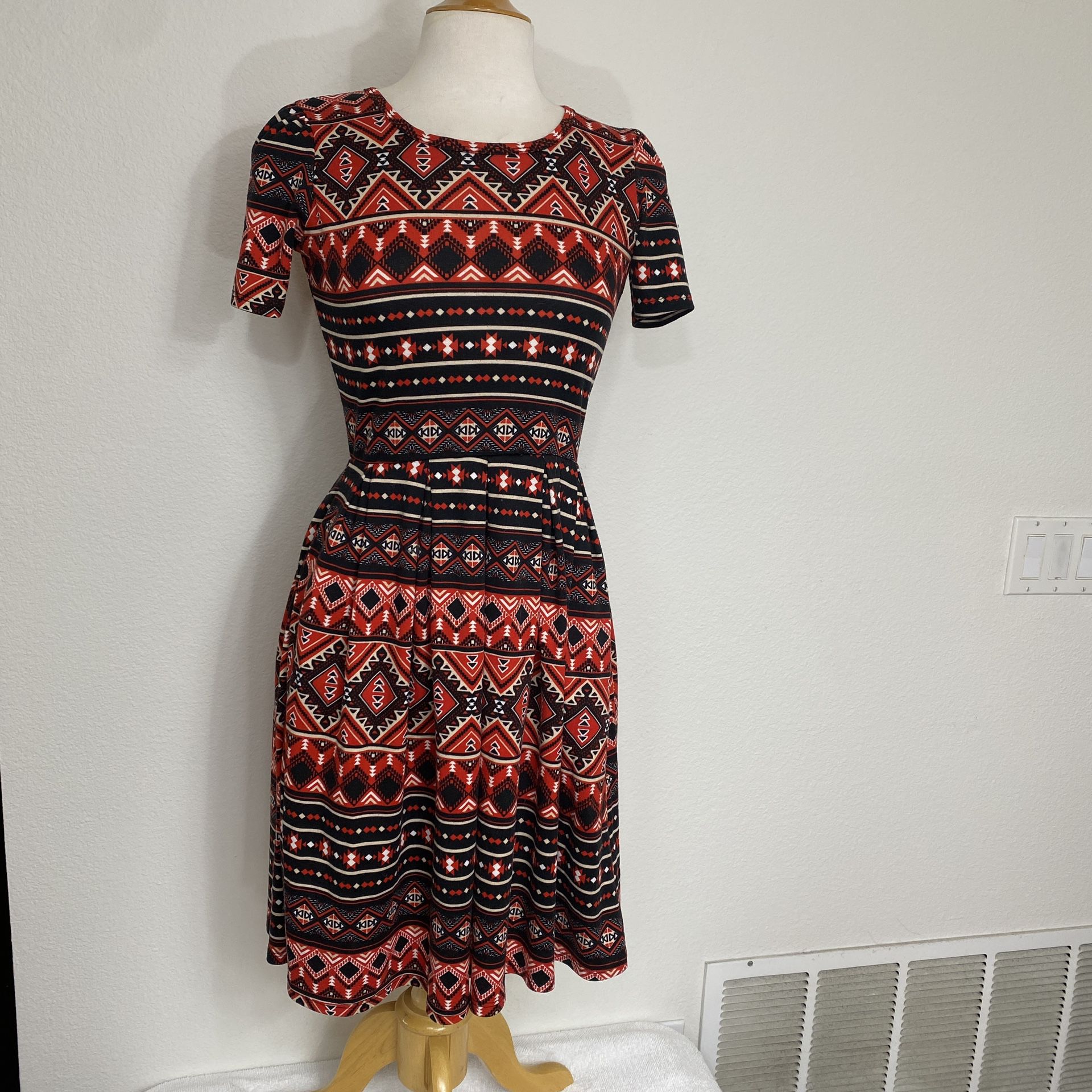 Lularoe Women's Red Aztec Dress Size XS