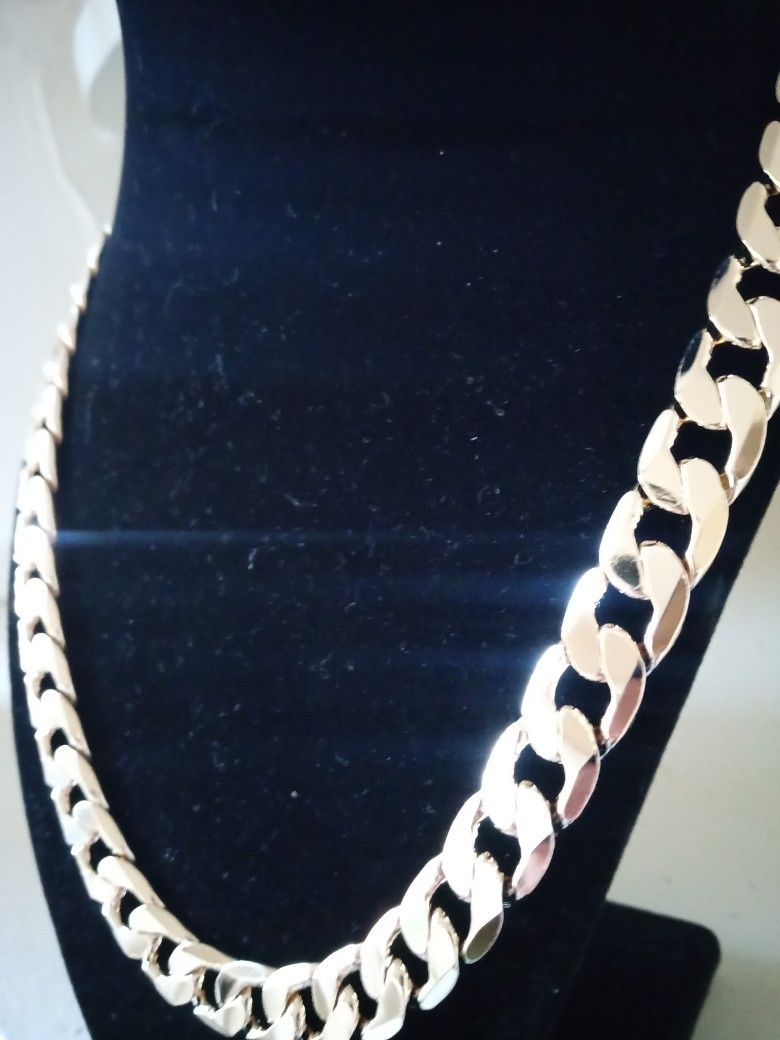 Gold Deep Plated Cuban Thick Chain Necklace Jewelry