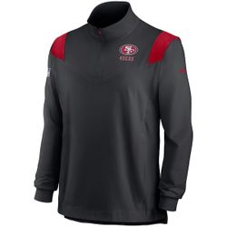 New with tag Men's Nike NFL Black San Francisco 49ers Sideline Coach Chevron Lockup Quarter-Zip Long Sleeve Top size XL