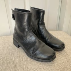 Aerosoles Women’s Black Leather Ankle Moto Boots Size 8
