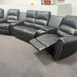 New Black Theater Recliner Sectional Couch ! Free Delivery 🚚 ! Financing Available  ! 