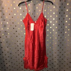 NWT Size Medium Red Silky Nightgown Lingerie 