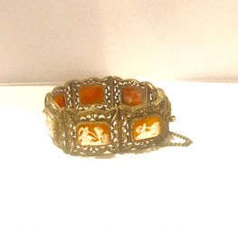 Antique 800 Silver Cameo Panel Bracelet