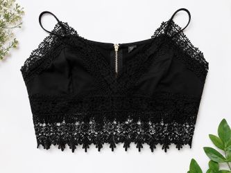 black SHEIN lace crop top