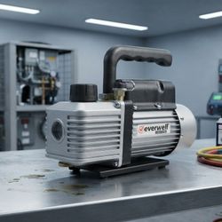 Everwell Professional HVAC/R Vacuum Pump – Rotary-Vane With Backflow Prevention – 2.0 CFM, 1-Stage, 1/4 HP, 150 Microns, 3440 RPM, 4.3 KGS, 110V/60Hz 