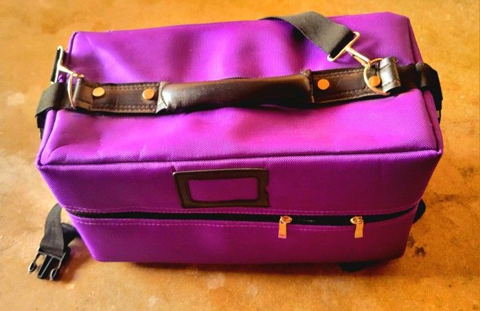 Makeup Bag Make Up Organizer Waterproof,with Divider,Professional,Makeup Case,Nail Polish Organizer Case for Women Girl, purple