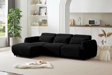Sectional Sofa Couch,Sectional Couches for Living Room,Modular Sectional Sofa,Cloud Couch,L Shaped Couch with Removable Ottomans.(3seat+1 Ottoman,Blac