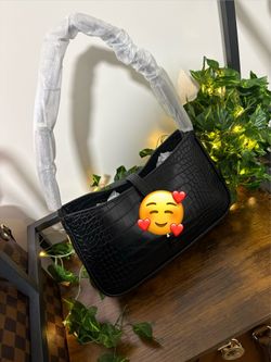 Black crocodile shoulder bag
