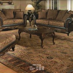 Wood Accent Luxury Couch And Loveseat