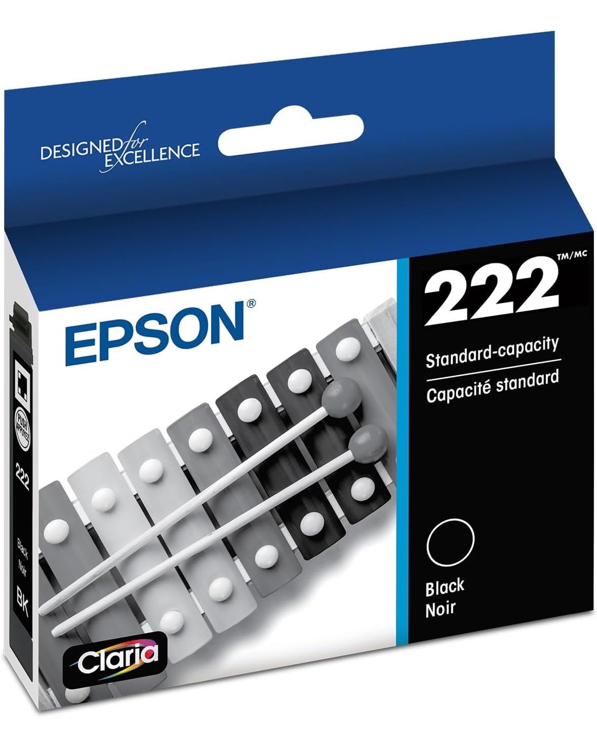 Epson 222 Claria Ink Standard Capacity Black Cartridge (T222120-S) Works with Workforce WF-2960, Expression XP-5200 @H7-61