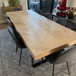 Custom Herringbone dining table (chairs Included)