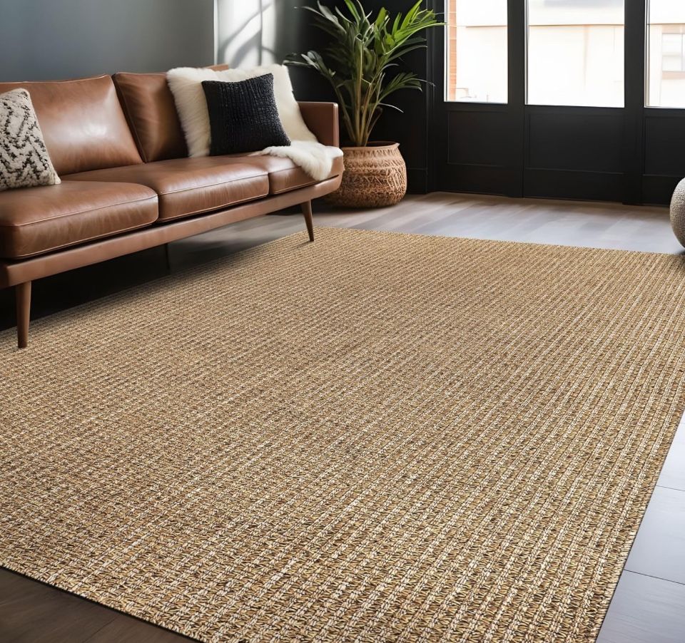 LuuL Home Easy Jute Rugs 9x12 Natural Color Living Room Indoor Outdoor Area Rug for Farmhouse Patio and Kitchen Rug High Traffic Washable Easy to Clea