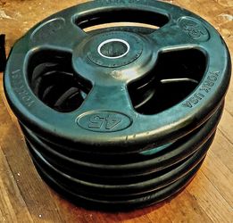 York Barbell 45 lb rubber coated plates ( 4 )