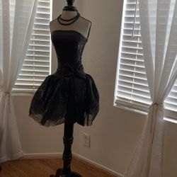 black dress form NumberSea-A Line Lace Appliques High Split Black Long Prom Formal Dress Black / 16w