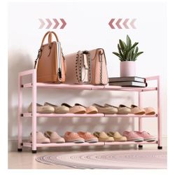  Small Shoe Organizer Sturdy Metal, Pink