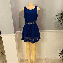 Very J Sz Small Woman Dress Blue