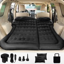 SAYGOGO SUV Air Mattress Car Air Bed Mattress, Black Inflatable, Thickened, Camping Bed, Cushion Pillow, with Electric Air Pump, Portable Sleeping Pad
