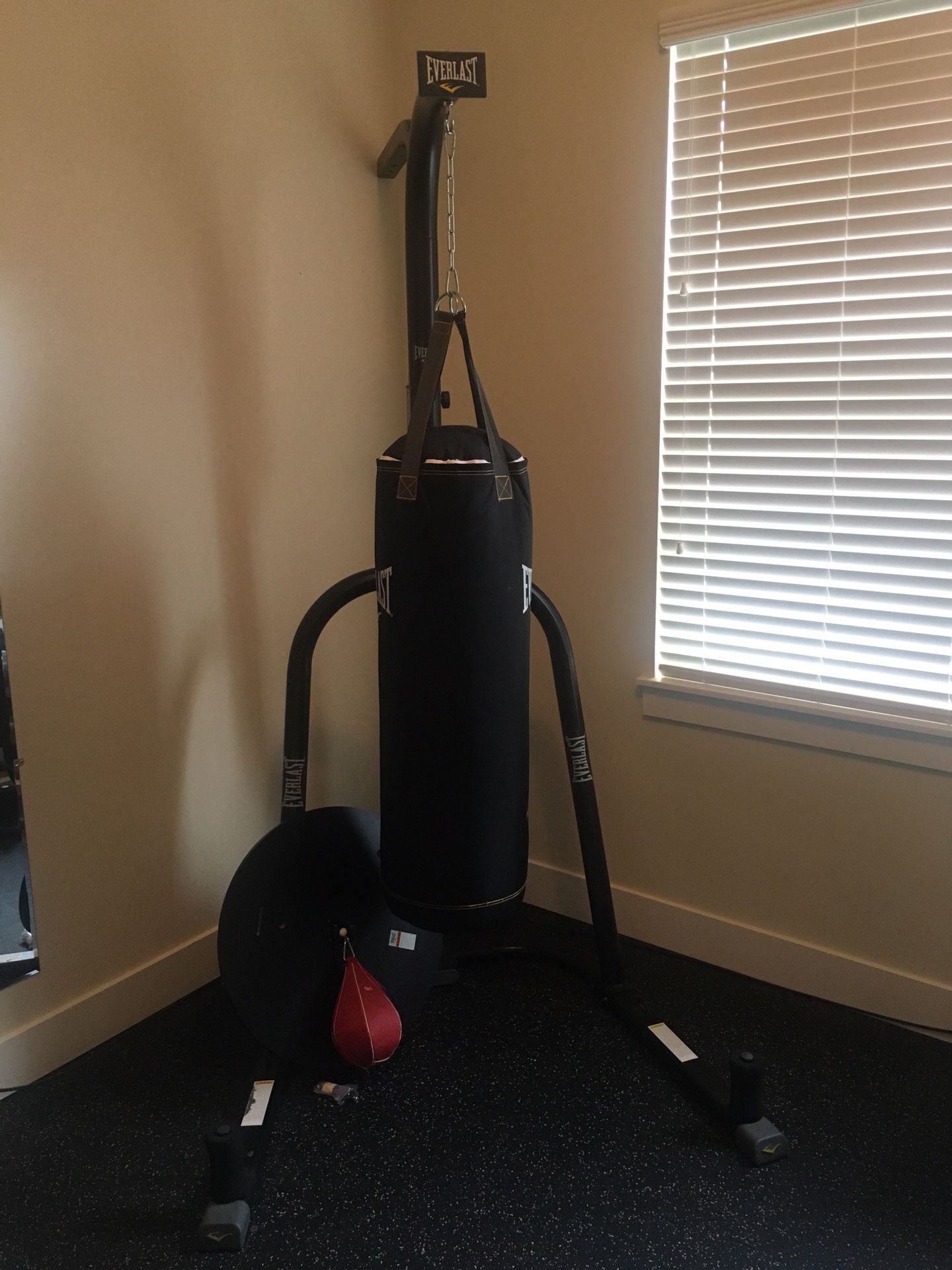 Everlast 70lb heavy bag and stand w/ speed bag