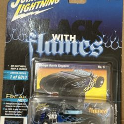 NEW JOHNNY LIGHTNING JL 1:64 FLAT BLACK W/FLAMES GEORGE BARRIS EMPEROR TOY CAR!