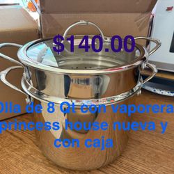 Olla Vaporera De 8 Qt Acero Inoxidable 👉 princess house todo nuevo y con caja 📦
