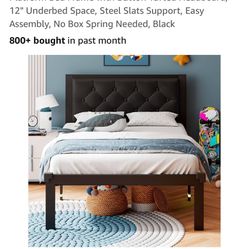 Simple Black Bed Frame Twin Size 