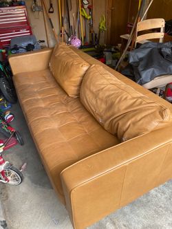 Article -Sven 88”tufted Leather Couch - Charme Tan