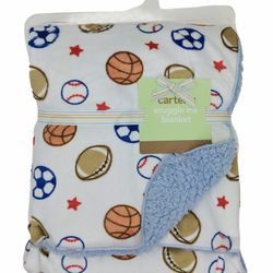 NEW RARE Carters Snuggle Me Sherpa Soft Comfy Blanket Sports Baseball Football