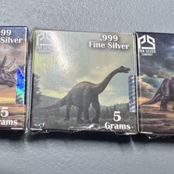 🦖 .999 Fine Silver Dinosaur Bars – 5 Grams Each (Lot of 3)