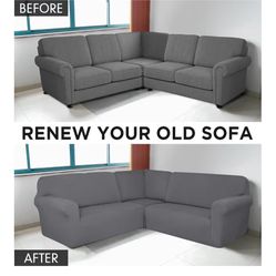 Sectional Couch And Cushion Covers Set