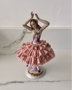 vintage German Dresden-style porcelain lace ballerina