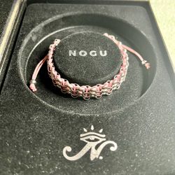 Gently Used Triple Silver And Pink Chain Mail NOGU Bracelet with Box