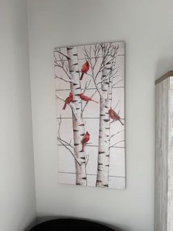 Birch Tree Cardinal Wall Art