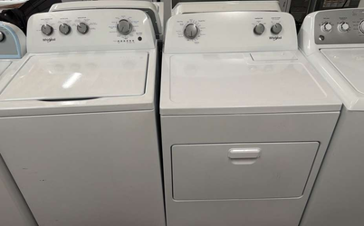 Whirlpool Top Load Washer + Electric Dryer Set – White, Simple Knob Controls