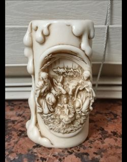 Birth of the Child Jesus Tea Light Holder, Faro Collection, Tea Light Holder, Made in Italy;4" Tall.