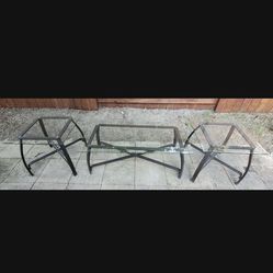 Glass Coffee Table w/ Two Glass End Tables