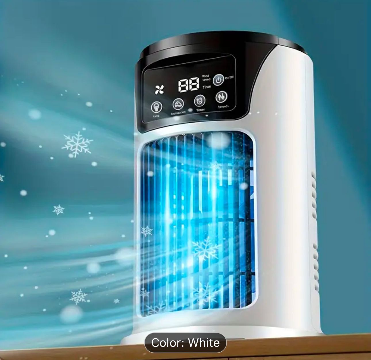 Portable Air Conditioner Humidifier Atmosphere Light Fan USB Cooler Air Conditioner, 3in 1 Function, Office Household Essential Cooler USB Portable Ai