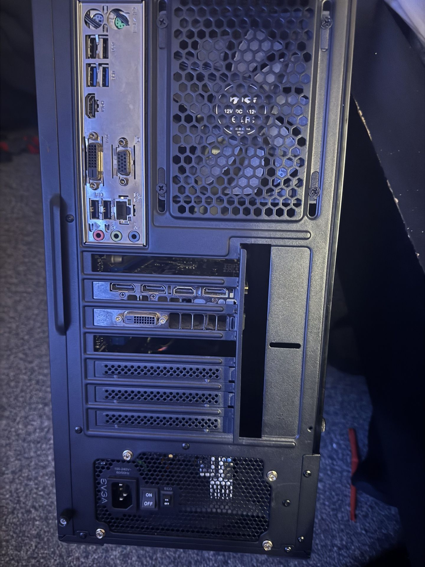 Computer tower with GPU power supply and cover