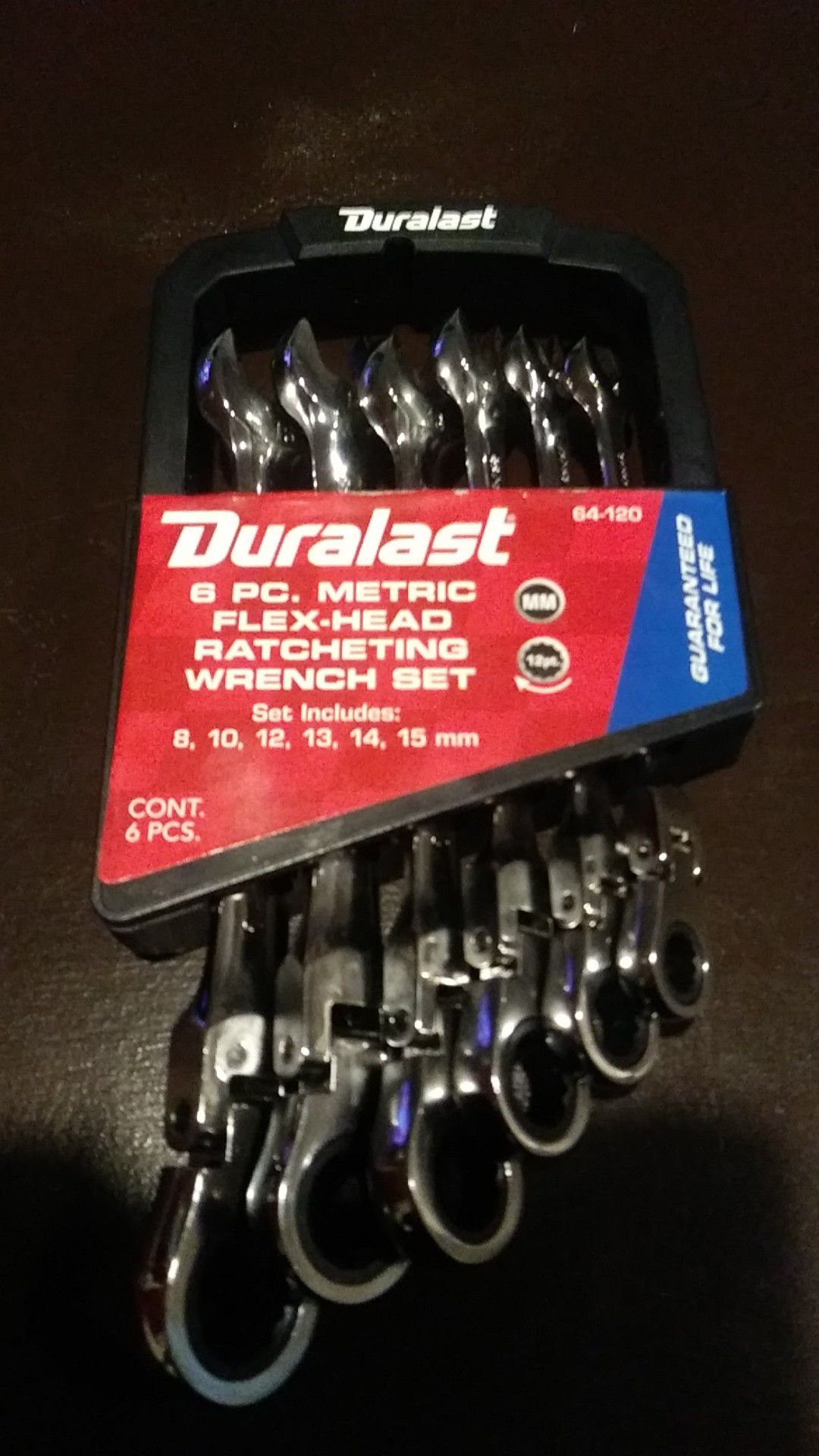 Duralast, 6 piece metric flex-head ratcheting wrench set