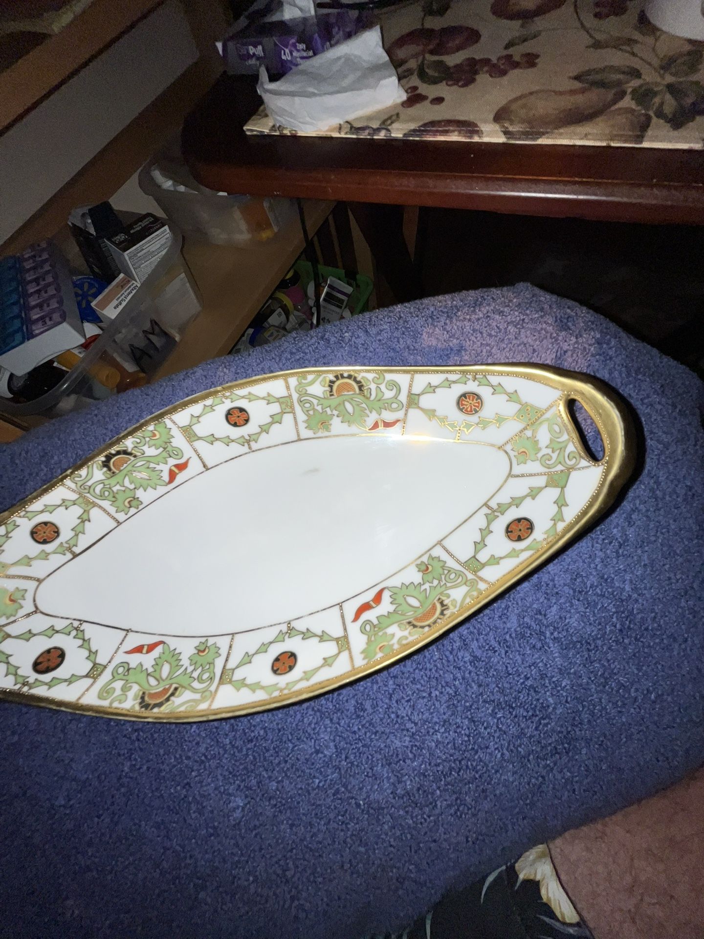 Antique Nippon Gold Glint Accent, Serving Dish