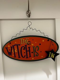 The Witch Is In Halloween Door Sign