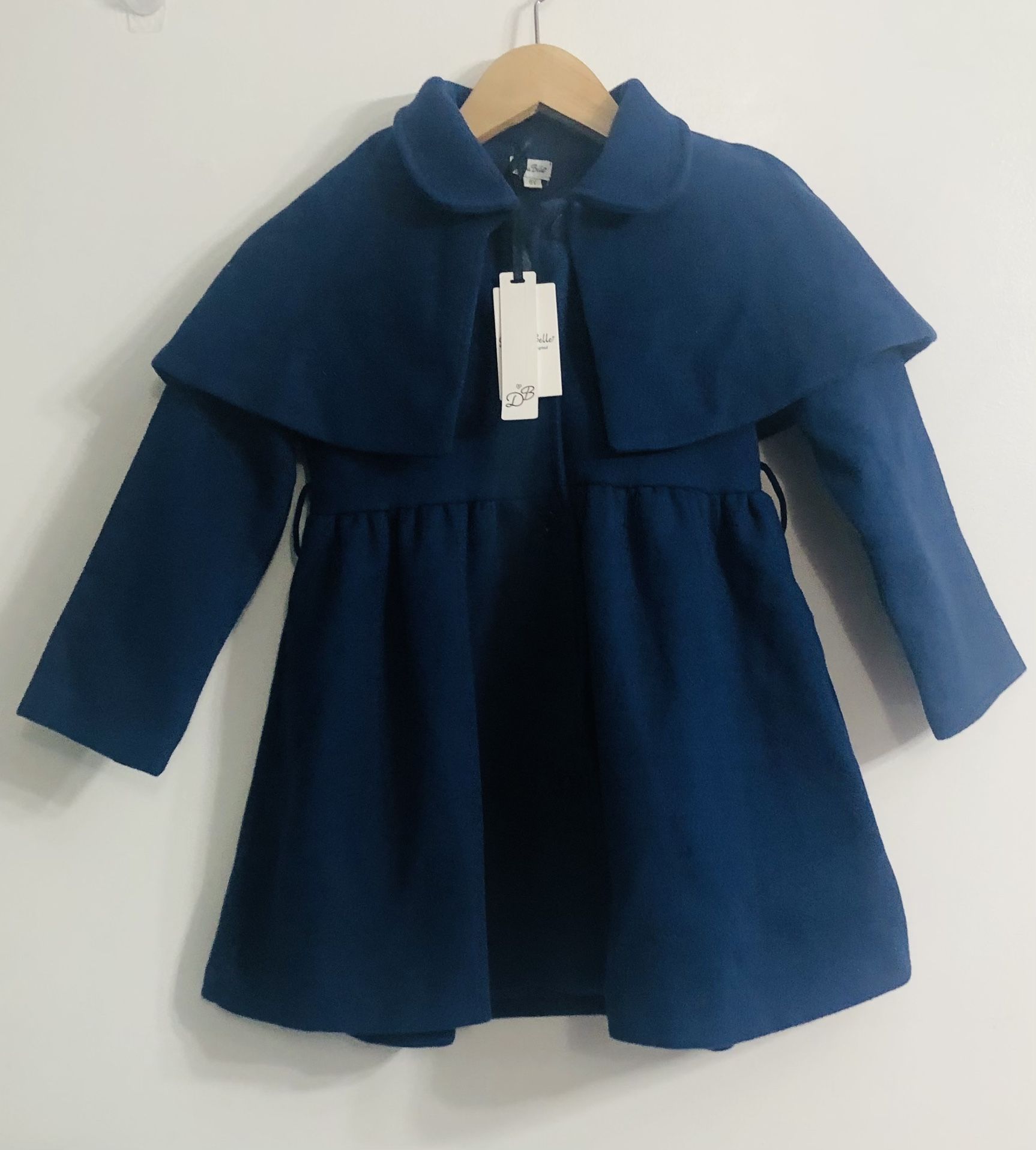 Danna  Belle dress coat cloak lapel buttons long blue . 6Y