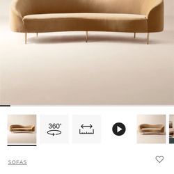 CB2 Sofa Retail $2600 - Curvo 96.5" Camel Velvet Sofa By Goop
