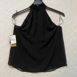 Halogen Halter Neck Sleeveless women Top in Rich Black Sise S