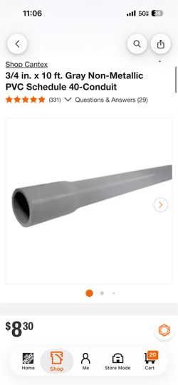 3/4 10FT Gray Non-Metallic PVC
