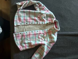 Girls Plaid Fleece Snap Button Jacket