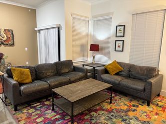 Genuine Leather Sofa and Love Seat-Furniture Row