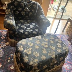 Vintage Lounge Swivel Chair and Ottoman