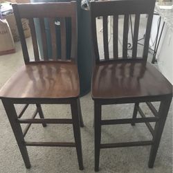 3 Wooden Barstool Chairs